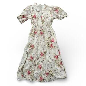 Tolani Nadia Vanilla Maxi Puff Sleeve Eyelet Dress - Small